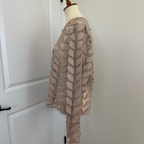 Bagatelle Women's Faux Leather Leaf Mesh Zip-Up Jacket Size X-large Beige‎ Taupe - Picture 4 of 13